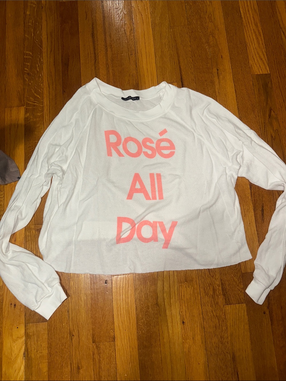 Wildfox White Sweatshirt with Pink "Rosé All Day" Graphic